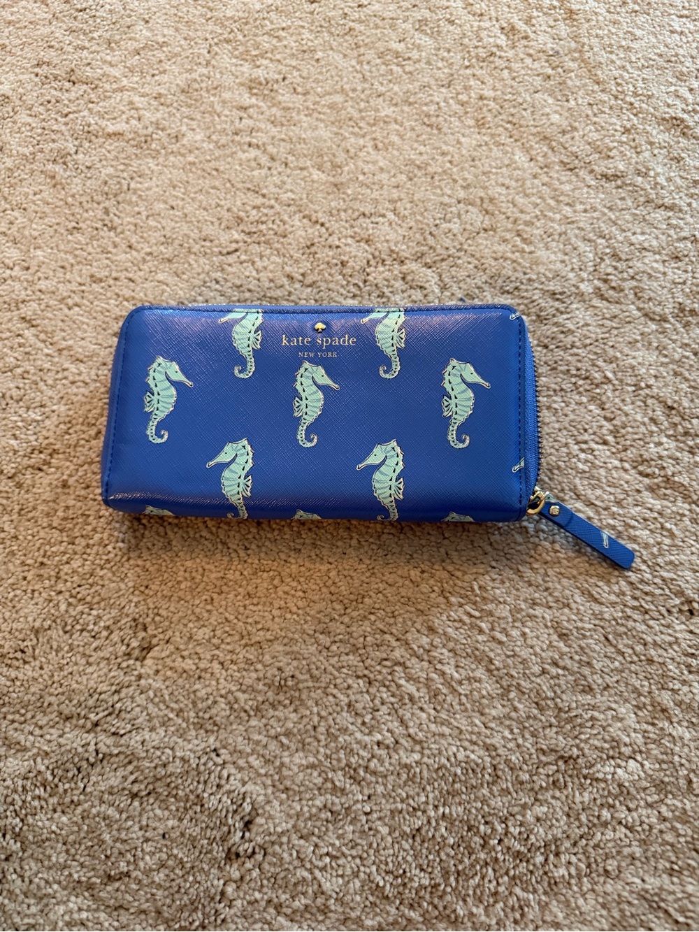 kate spade Blue Seahorse Zip-Around Wallet